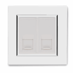 White Chrome Trim - Retrotouch Crystal Dual CAT6e Socket (White) (04226)