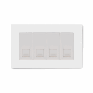 White Plain Glass - Retrotouch Crystal Quad CAT6e Socket (White PG) (04236)