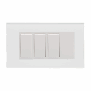 Retrotouch Crystal 3 Gang (3x Int/1x Blank) Double Plate (White PG)