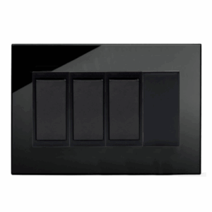 Retrotouch Crystal 3 Gang (3x 2way/1x Blank)double Plate (Black PG)