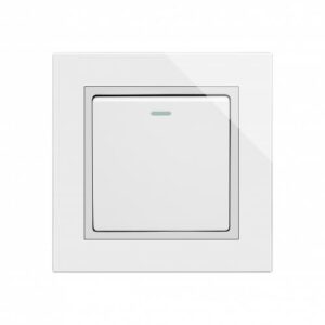 White Chrome Trim - Retrotouch Crystal Mechanical Light Switch 1 Gang Intermediate (White CT) (00192)