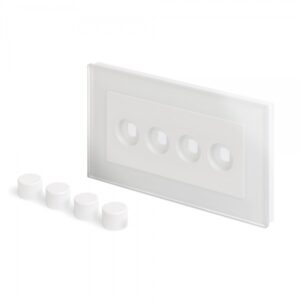 White Plain Glass - Retrotouch Crystal PG 4 Gang LED Dimmer Plate White (02112)