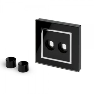 Retrotouch Crystal CT 2 Gang LED Dimmer Plate Black