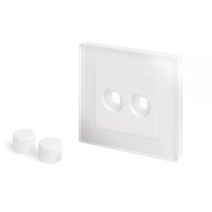 White Plain Glass - Retrotouch Crystal PG 2 Gang LED Dimmer Plate White (02072)
