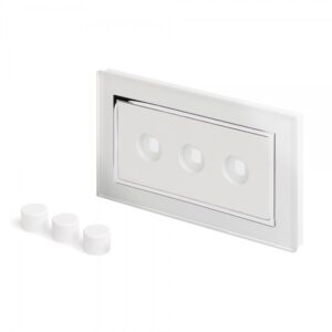 White Chrome Trim - Retrotouch Crystal CT 3 Gang LED Dimmer Plate White (02090)
