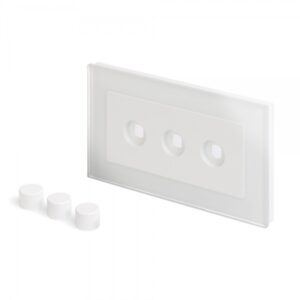 White Plain Glass - Retrotouch Crystal PG 3 Gang LED Dimmer Plate White (02092)