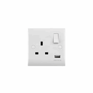 Saxby Electrical Curved Edge 13a 1g Sp Switched Socket With 2.1v Usb