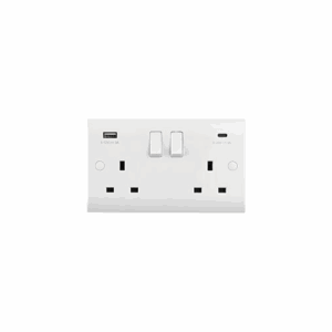 Saxby Electrical Curved Edge 13a 2g Dp Switched Socket With 45w Usb A+c (CE424)