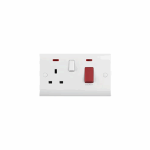 Saxby Electrical Curved Edge 45a Dp Cooker Switch With 13a Socket With Neon (CE551)