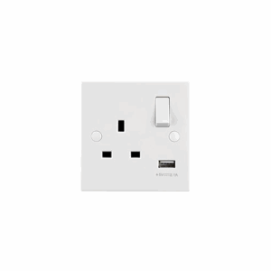 Saxby Electrical Square Edge 13a 1g Sp Switched Socket With 2.1v Usb (SE413)