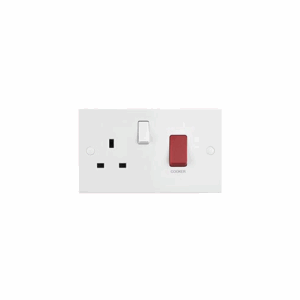 Saxby Electrical Square Edge 45a Dp Cooker Switch With 13a Socket (SE550)