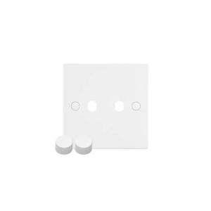 Saxby Electrical Square Edge 2g Dimmer Plate With Dimmer Caps (SE82DIM)