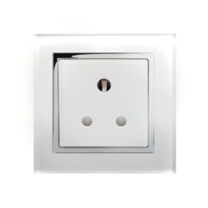 White Chrome Trim - Retrotouch Crystal CT 15A Round Pin Socket White (04011)
