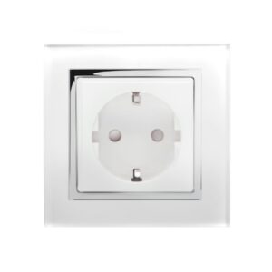 White Chrome Trim - Retrotouch Crystal CT 16A Single Schuko Plug Socket White (00180)
