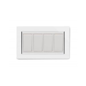 White Chrome Trim - Retrotouch Crystal Glass 4 Gang 20A DP Switch (White CT) (04541)