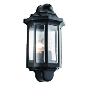 Saxby Traditional Half Wall Lantern Satin Black IP44