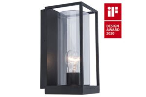 Wall Lighting - Lutec Flair IP44 E27 Wall Light Matt Black (5288803012)