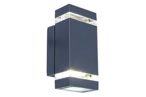 Up & Down Lights - Lutec Focus IP44 Integrated LED 8.3W 4000K Wall Light Dark Grey (5605013118)