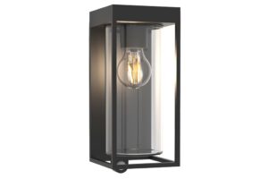 Lutec Flair Solar Wall Light PIR E27 Black Includes 2W 2700K E27 Bulb