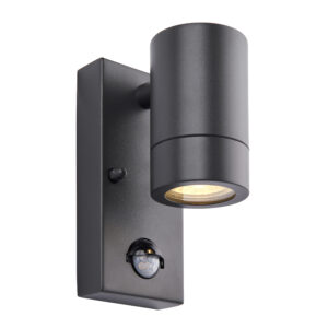Saxby Lighting - Saxby Palin 1lt PIR IP44 Outdoor Wall Light 7W GU10 - Anthracite (75099)