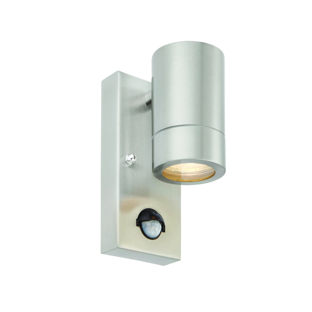 Saxby Palin 1lt PIR IP44 Outdoor Wall Light GU10 Stainless Steel 75431