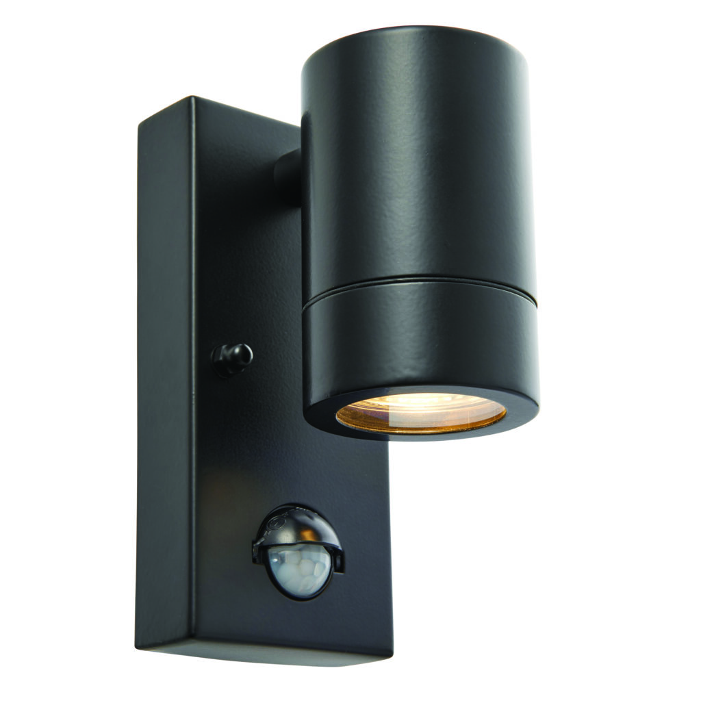 Saxby Palin 1lt PIR IP44 Outdoor Wall Light GU10 Black 75435