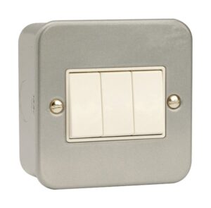 Click Scolmore - Click Metal Clad 3 Gang 2 Way 10Ax Switch (CL013)