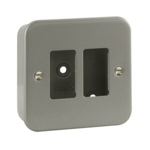 Click Scolmore - Click Metal Clad 2 Gang GridPro Frontplate & Back Box (CL20402)