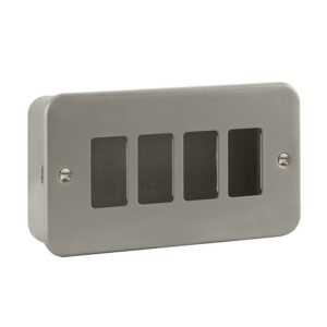 Click Scolmore - Click Metal Clad 4 Gang GridPro Frontplate & Back Box (No Knockouts) (CL20404B)
