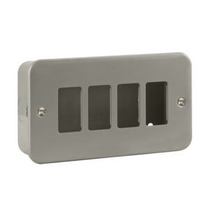 Click Scolmore - Click Metal Clad 4 Gang GridPro Frontplate & Back Box (CL20404)