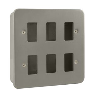 Click Scolmore - Click Metal Clad 6 Gang GridPro Frontplate & Back Box (No Knockouts) (CL20506B)