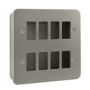 Click Scolmore - Click Metal Clad 8 Gang GridPro Frontplate & Back Box (No Knockouts) (CL20508B)