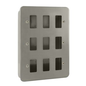 Click Scolmore - Click Metal Clad 9 Gang GridPro Frontplate & Back Box (No Knockouts) (CL20509B)