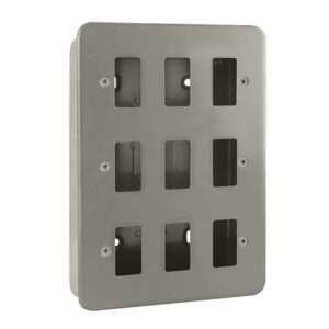 Click Scolmore - Click Metal Clad 9 Gang GridPro Frontplate & Back Box (CL20509)