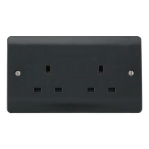 Click Scolmore - Click Mode 13A 2 Gang Unswitched Socket Outlet Anthracite Grey (CMA032AG)