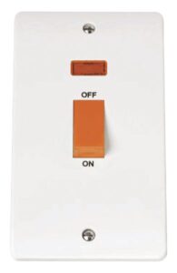 Click Mode 45A 2 Gang Single Cooker Switch With Neon