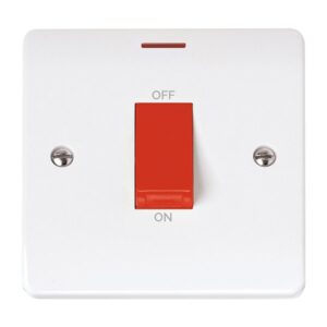 Click Mode 50A 1 Gang Double Pole Switch With Red Rocker & Led