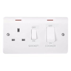 Click Mode 50A 1 Gang Dp Switch With White Rocker & 13A Dp Switched Socket Led