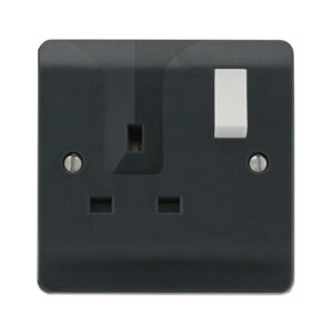 Click Scolmore - Click Mode 13A 1G Dp Switched Locating Plug Socket Anthracite Grey (CMA735AG)