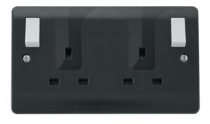 Click Scolmore - Click Mode 13A 2G Dp Outboard Switched Locating Plug Socket (Twin Earth) Anthracite Grey (CMA736AG)