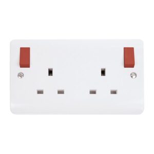 Click Mode 13A 2 Gang Dp (O/B Red) Switched Socket Outlet