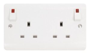 Click Mode 13A 2 Gang Dp O/B Switched Socket Outlet Neons