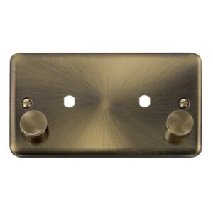 Click Scolmore - Click Deco Plus 2 Gang Dimmer Plate & Knobs (1630W Max) 2 Apertures (DPAB186)