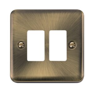 Click Scolmore - Click Deco Plus 2 Gang GridPro Frontplate Antique Brass (DPAB20402)