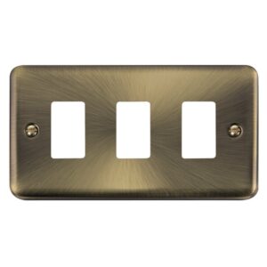 Click Scolmore - Click Deco Plus 3 Gang GridPro Frontplate Antique Brass (DPAB20403)