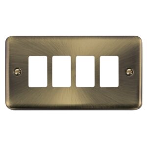 Click Scolmore - Click Deco Plus 4 Gang GridPro Frontplate Antique Brass (DPAB20404)