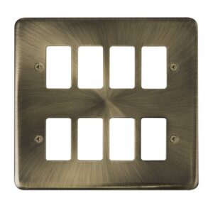Click Scolmore - Click Deco Plus 8 Gang GridPro Frontplate Antique Brass (DPAB20508)