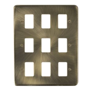 Click Scolmore - Click Deco Plus 9 Gang GridPro Frontplate Antique Brass (DPAB20509)