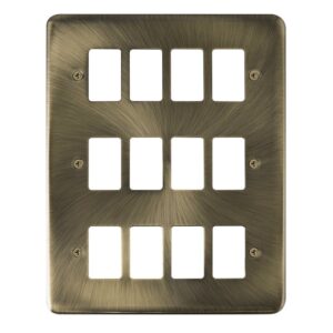 Click Scolmore - Click Deco Plus 12 Gang GridPro Frontplate Antique Brass (DPAB20512)