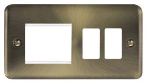 Click Scolmore - Click Deco Plus Hotel Accessory Plate 2 Gang GridPro Frontplate With Twin New Media Aperture (DPAB31102)